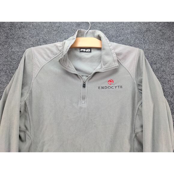 Mens Ping 1/4 Zip Golf Shirt Size M Gray Embroidered Endocyte - Picture 3 of 11